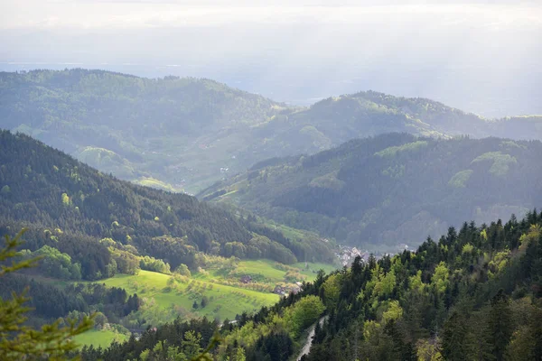 Pittoreska Europeiska Landskap Bergen Schwarzwald Med Dal Byar Blandskog Och — Stockfoto