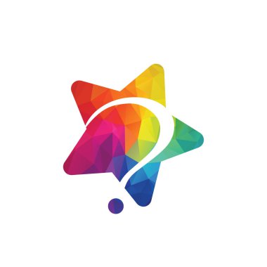 Yıldız eğitim logosu tasarımı. Soru işareti vektörü olan yıldız.