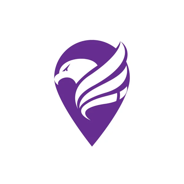 Falcon Vector Logo Mit Gps Zeiger Design Stern Symbol Logo — Stockvektor