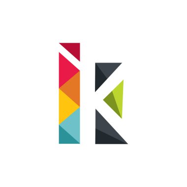 Harf K renkli konsept illüstrasyon vektör tasarım şablonu. Yaratıcı sanayi için uygun, multimedya, eğlence, eğitim, dükkanı ve herhangi bir iş ilgili.