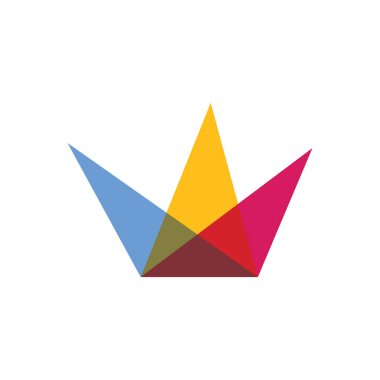 Renkli taç logosu tasarımı çizimi. Soyut kral taç vektör simgesi.