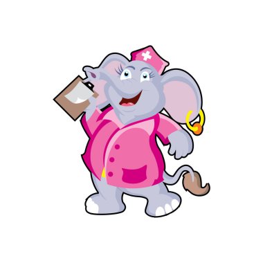 Fil hemşire karakter vektör tasarımı.