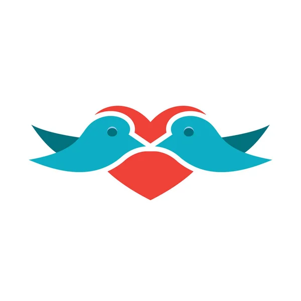 Vogel Mit Herz Liebe Vektor Logo Konzept Liebe Vogel Logo — Stockvektor