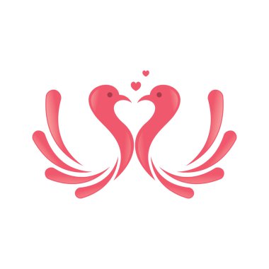 Kalp aşkı vektör logosu olan bir kuş. Aşk kuşu logo vektörü.