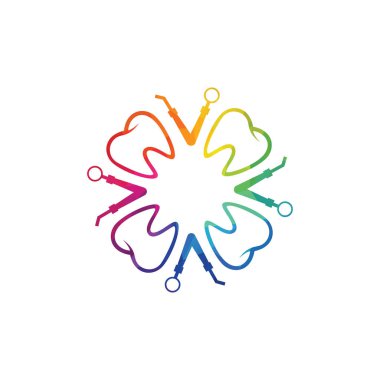 Diş Logosu Tasarımı için Diş Çiçeği Çemberi deseni. Diş sağlığı logosu tasarımı.