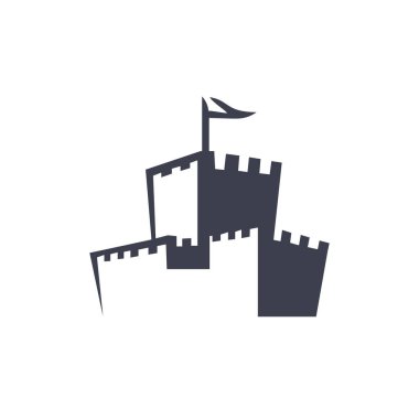 Castle Tower Vektör Logo Tasarımı. Kale İnşaat Logosu Tasarım Şablonu