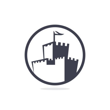 Castle Tower Vektör Logo Tasarımı. Kale İnşaat Logosu Tasarım Şablonu