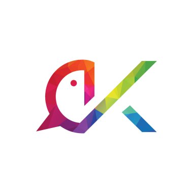 Soyut harf K basit karakter logo tasarımı.