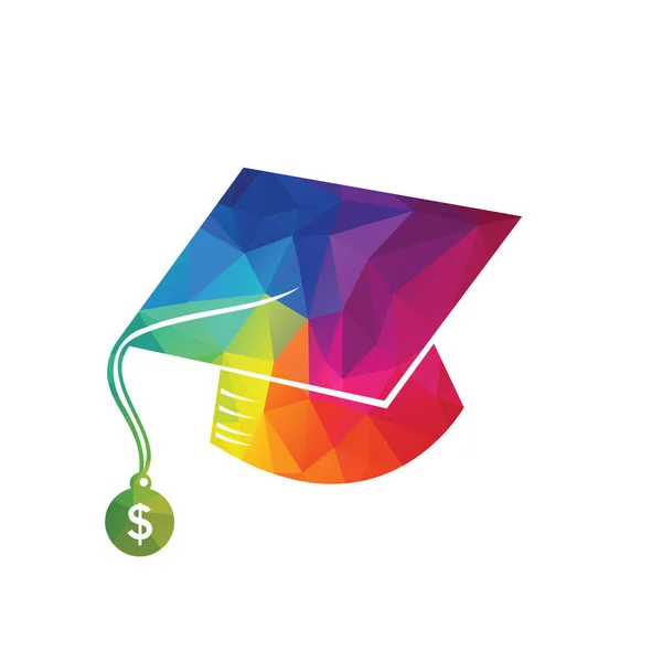 Graduation Cap Money Icon Vector Design Scholarship Logo Concept Design — Stock Vector