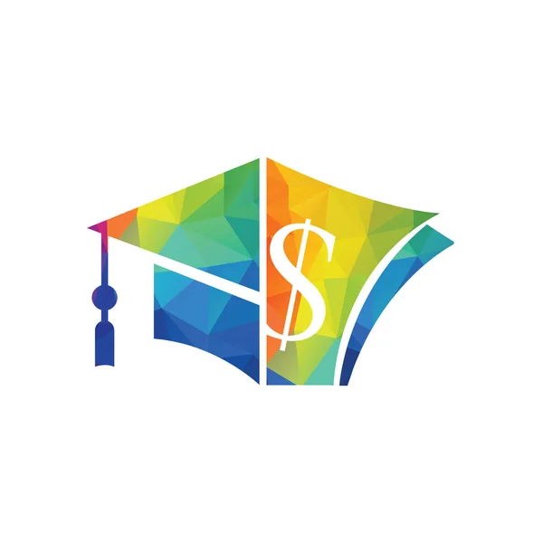 Graduation Cap Money Icon Vector Design Scholarship Logo Concept Design — Stock Vector