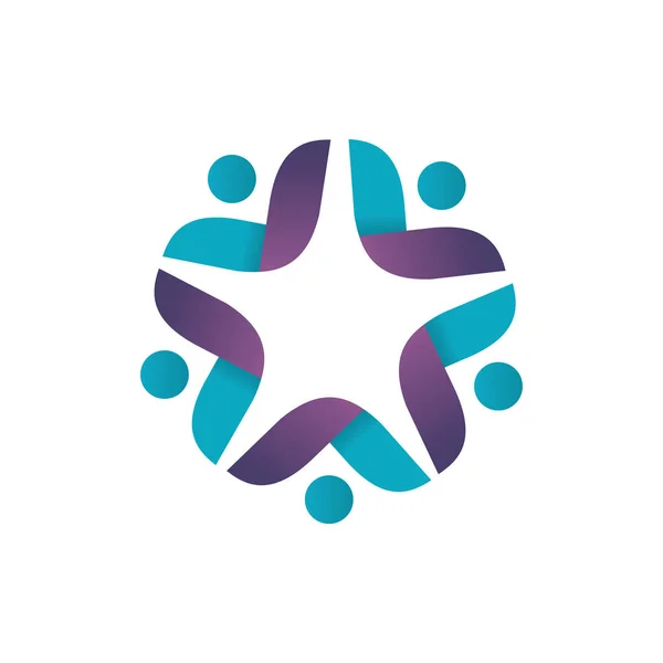 Зоряна Квітка Форма Люди Вектор Дизайн Логотипу — стоковий вектор