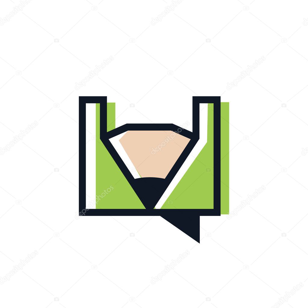 Pencil Chat icon logo design. Chatting or educational app logo concept.