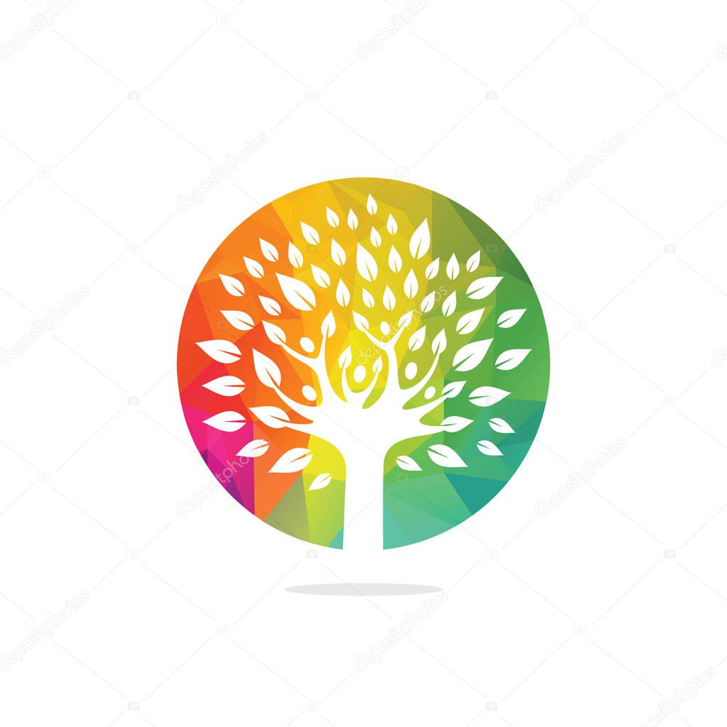 People logo tree logo vector design. Healthy person people tree eco and bio icon human character icon nature care symbol.