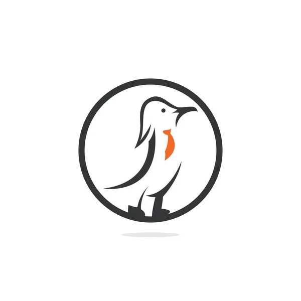 Pinguin Mit Krawattenvektor Logo Design — Stockvektor