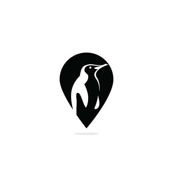 Pinguin Zoo Nadelstiche Standort Logo Design — Stockvektor