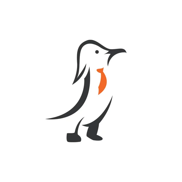 Pinguin Mit Krawattenvektor Logo Design — Stockvektor