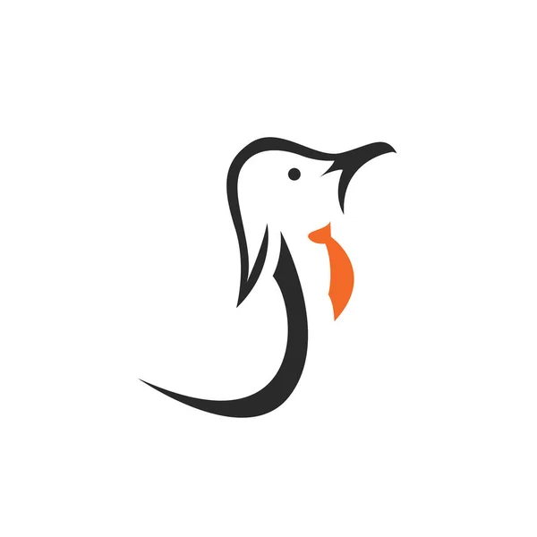 Pinguin Mit Krawattenvektor Logo Design — Stockvektor
