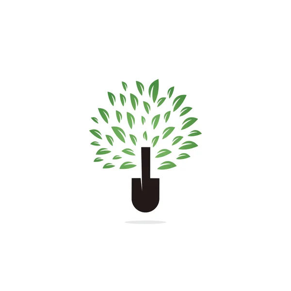 Логотип Зеленого Сада Искушает Векторной Иллюстрацией Шаблон Логотипа Лопаты — стоковый вектор
