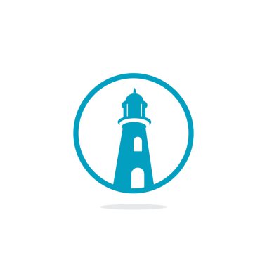 Deniz feneri vektör logo tasarımı. Deniz feneri simgesi logo tasarım vektör şablonu illüstrasyon.
