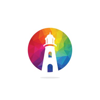 Deniz feneri vektör logo tasarımı. Deniz feneri simgesi logo tasarım vektör şablonu illüstrasyon.