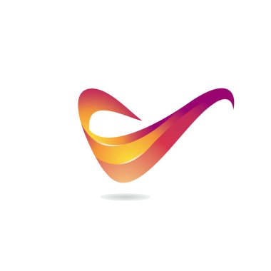 Creative letter V 3d vector logo design.