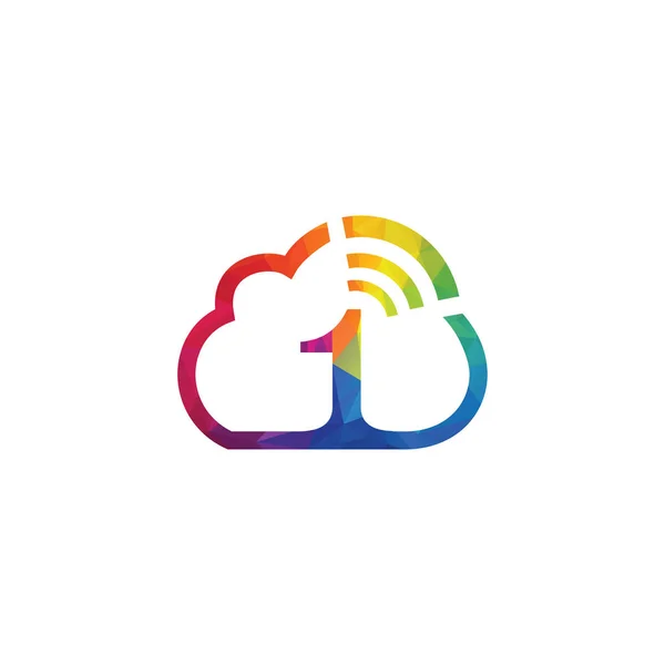 Numero Uno Con Design Del Logo Vettoriale Cloud Tecnologia Hosting — Vettoriale Stock