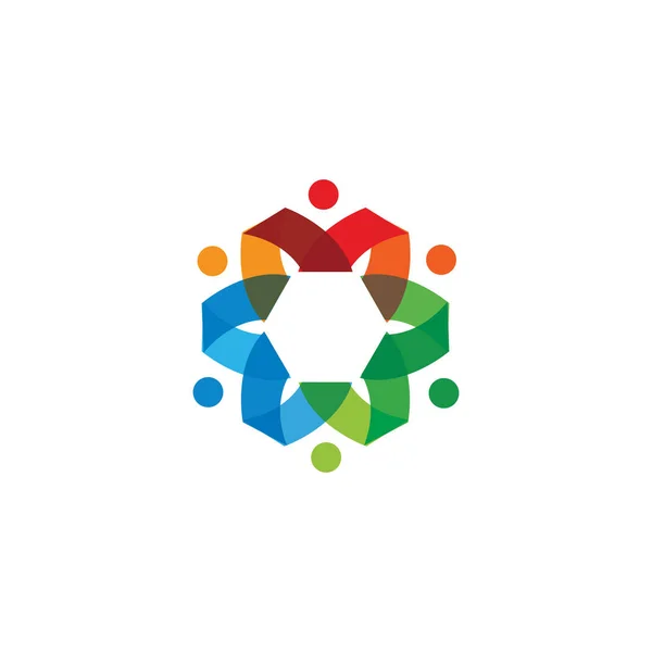 Star Flower Shape People Diseño Logo Vector — Vector de stock
