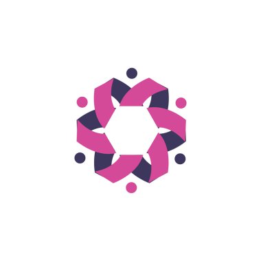 Yıldız Çiçeği Şekli İnsanlar Vektör Logosu Tasarımı.