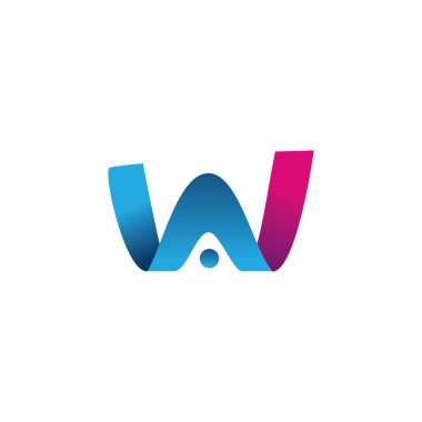 W harfi ve insan vektör logosu tasarımı. İnsan simgesi amblemli ilk harf W.