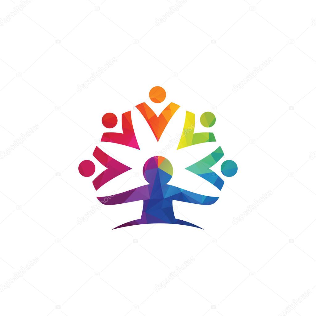 Community abstract logo. Happy People logo. Teamwork symbol. Social logo. Partnership people icon.