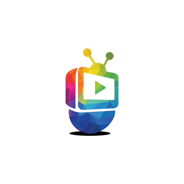 Υπηρεσία Τηλεόρασης Και Σχεδιασμός Λογότυπου Της Εταιρείας Ζωντανή Τηλεόραση Τηλεόραση — Διανυσματικό Αρχείο