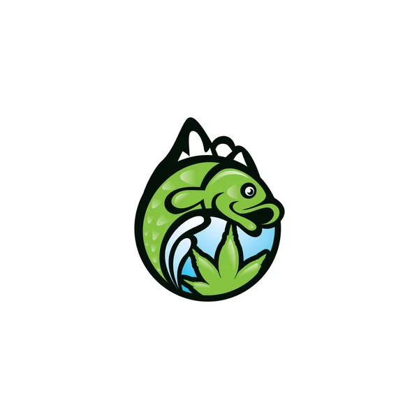 Cannafish Vektor Logo Design Design Von Fisch Und Cannabis Symbolen — Stockvektor