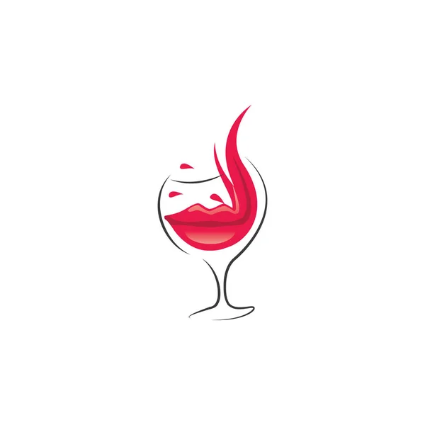 Diseño Del Logotipo Del Vector Copa Vino Labios — Vector de stock