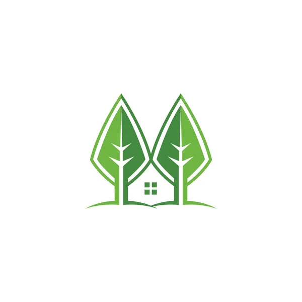 Ağaç Evi Logo Tasarımı Eco House Vektör Tasarım Şablonu — Stok Vektör
