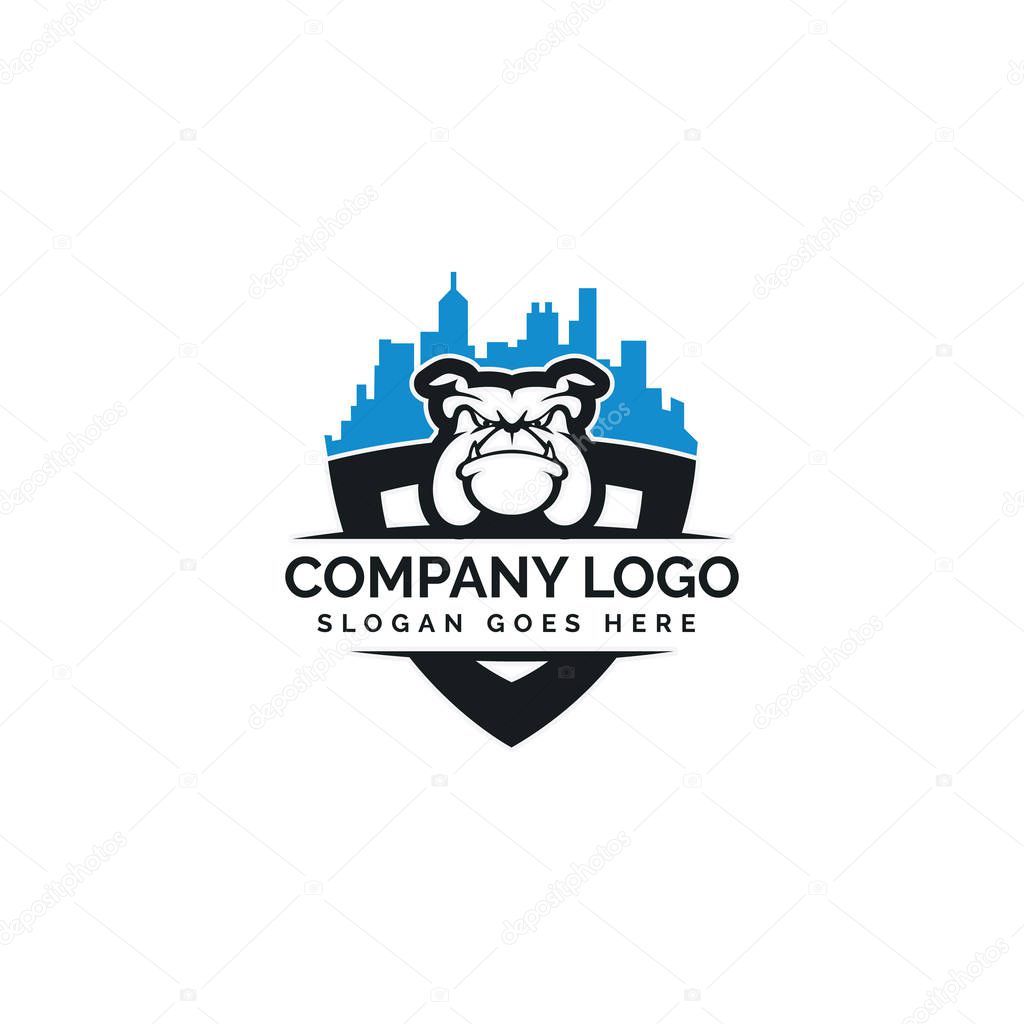 Bull Dog real estate vector logo design.