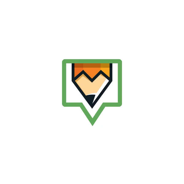 Дизайн Логотипа Значка Чата Карандаша Концепция Логотипа Чата Образовательного Приложения — стоковый вектор