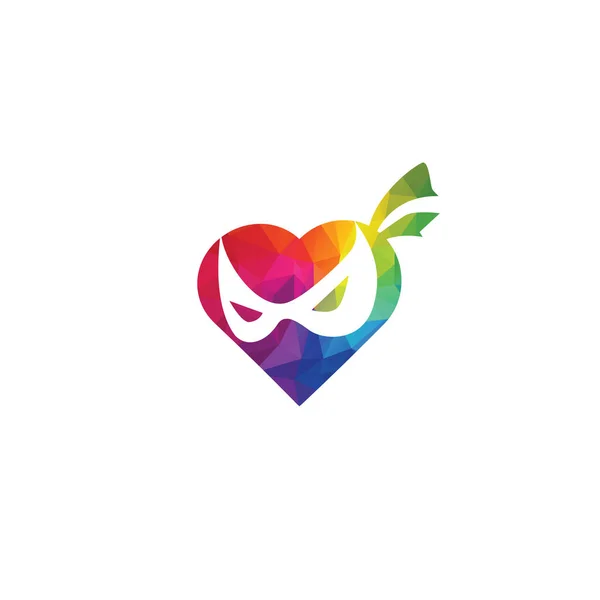 Ninja Love Vector Logo Design Ninja Heart Shape Vector Design — Stock Vector