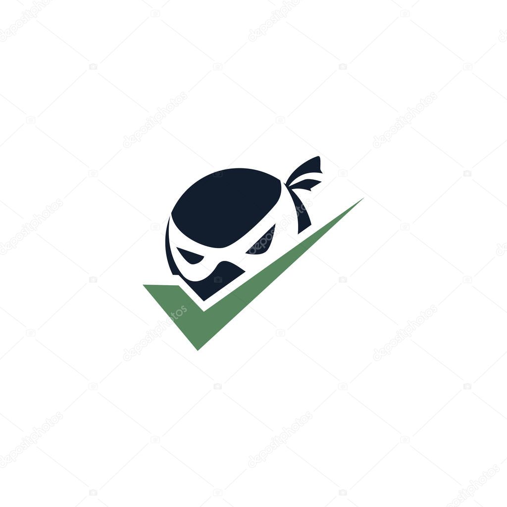 Ninja check icon vector logo design.