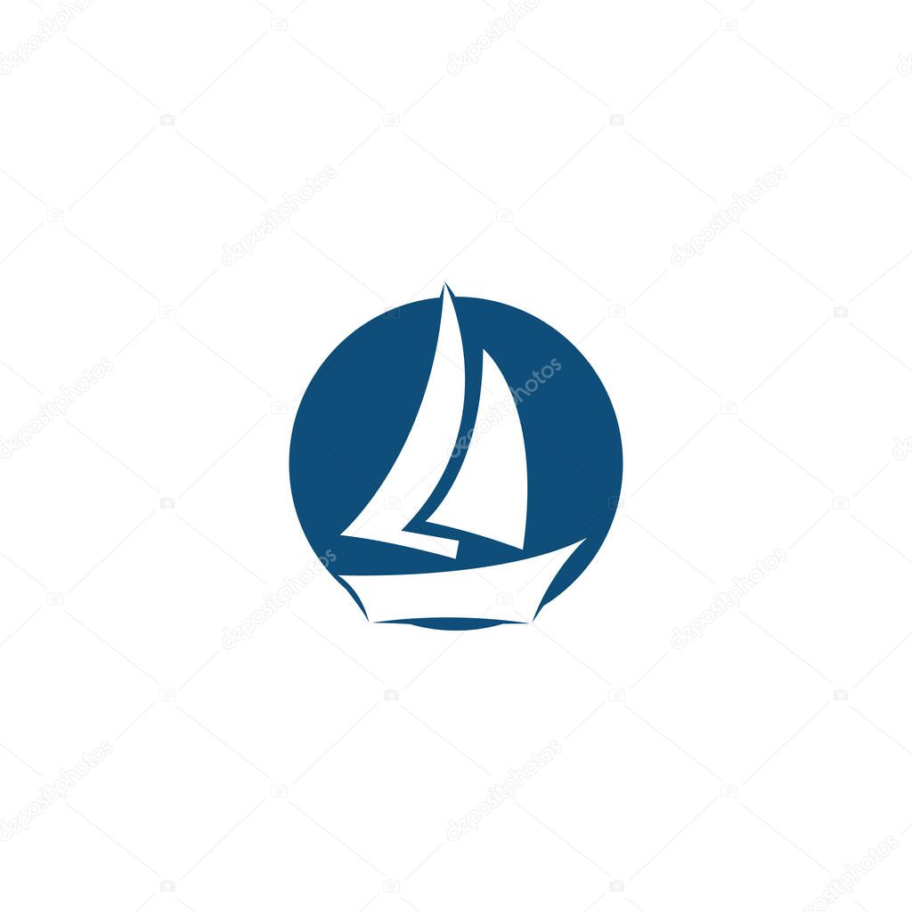 Yacht logo design. Yachting club or yacht sport team vector logo design. Marine travel adventure or yachting championship or sailing trip tournament.