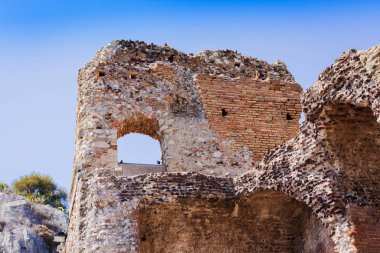 Taormina, Sicilya, İtalya 'daki amfitiyatro kalıntıları..