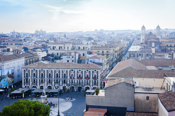 Catania aerial cityscape, travel to Sicily, Italy.