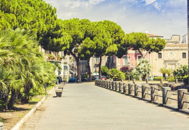İtalyan geçmişi. Sicilya, Catania 'nın tarihi caddesi.