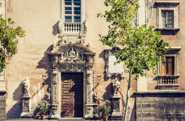 İtalya 'nın güzel şehri, Catania' nın tarihi sokağı, Sici