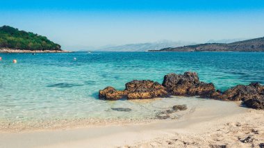 Ksamil beach, Saranda, Albania, Albanian Riviera, beautiful seas clipart