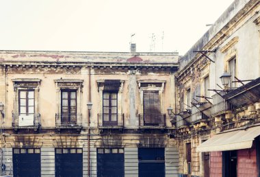 İtalya 'nın güzel şehri, Catania' nın tarihi sokağı, Sici