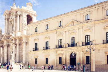 Siracusa, Sicilya 12 Ağustos 2018: Ünlü turistler