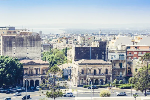 Catane paysage urbain aérien, architecture traditionnelle de la Sicile, S — Photo