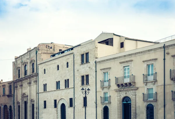 View of old street, facades of ancient buildings in seafront of — Stock Photo, Image