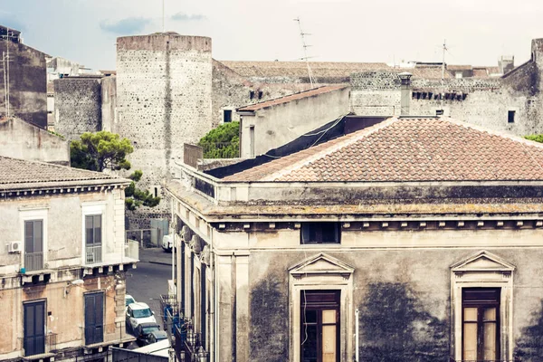 Catania Dächer, Luftaufnahmen Stadtbild, traditionelle Architektur der — Stockfoto