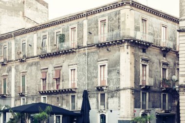 İtalya 'nın güzel şehri, Catania' nın tarihi sokağı, Sici